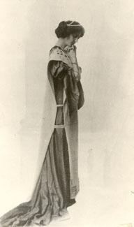 Young female student portraying an elegant lady in the Northwest Normal School's stage production of "Benevuto Cellini."